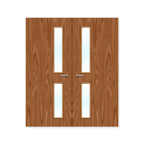 FDR 16G Made To Measure External Plywood Paint Grade Glazed Double FD30 Fire Door